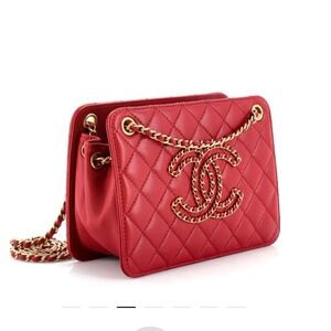 Chanel Once Upon a Time Chain CC Accordion Tote Quilted Calfskin Small Pink